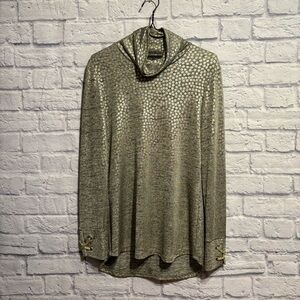 Frank Lyman Design Metallic High Neck Top Size 8